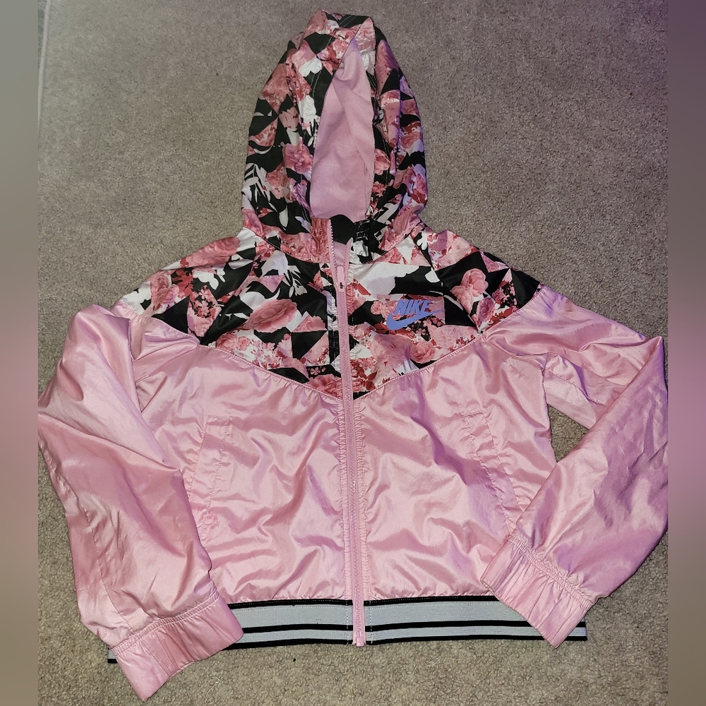 Nike Pink and Black Floral Jacket
